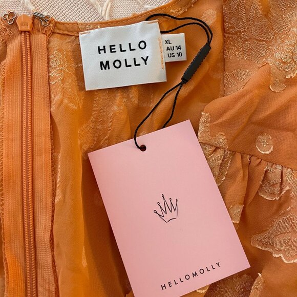 Hello Molly - RAISE THE SUN MIDI DRESS ORANGE (size XL/size 10) NEW - Picture 5 of 6